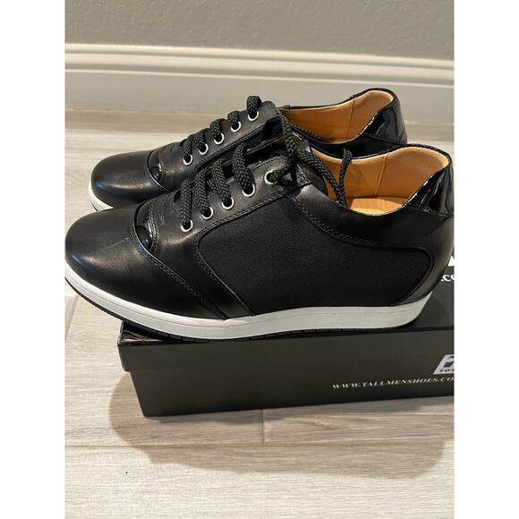 TOTO Men 8 A53272 3.2” Elevator Height Increasing Black Lace Up Sneaker Leather - Picture 4 of 10